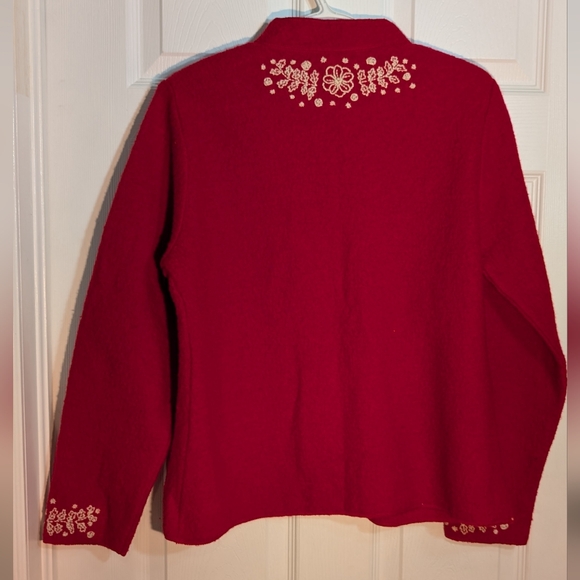 Vintage Appleseed's Women's Red Cardigan 100% Wool Embroidered Feminine Size M - Picture 6 of 14